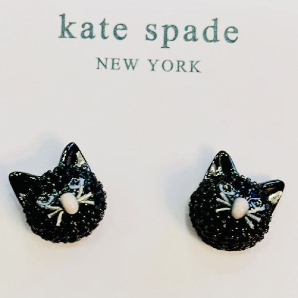 KATE SPADE NEW YORK ♠️ OUT OF THE BAG BLACK CAT STUD EARRINGS🐈⬛ - Picture 2 of 6